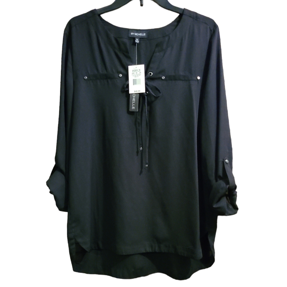My Michelle Black Classy Blouse Sz XL NWT